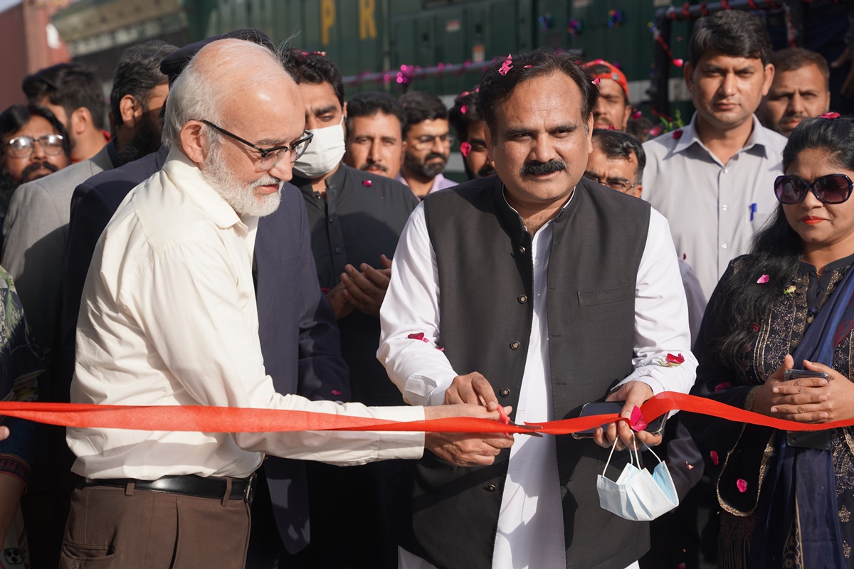 Ribbon Cutting Ceremony at Lahore with DS Lahore (Mr. Nasir Khalili), DTO Lahore Ms. Bushra Rehman, PPCT's Railway Consultant Maqsood un Nabi & Others